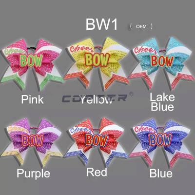 Copter high quality cheerleading Hair bows OEM design custom logo rhinestone cheer bows